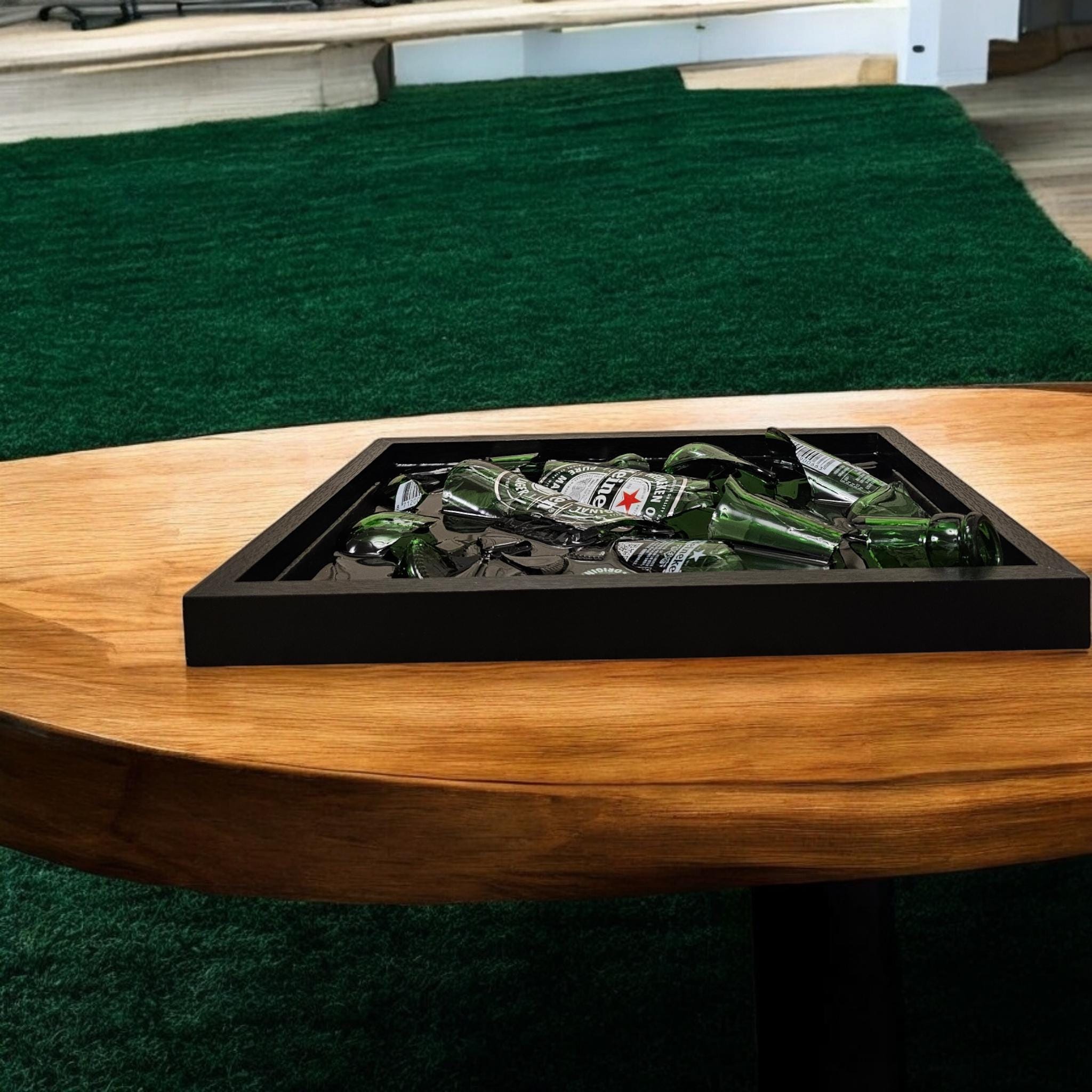 Heineken Broken Bottle Resin Wall Art – Framed Upcycled Beer Decor