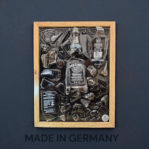 Jack Daniels Broken Bottle Art, American Flag Art, Decorative Cocktail Wall Art, Bar Wall Decor, Epoxy Resin Wall Art, Housewarming Gift
