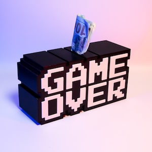 Game Over Retro Arcade Savings Box 3D Printed – Unique Gamer Money Bank – Perfect Video Game Decor and Gift for Gaming Enthusiasts, Art