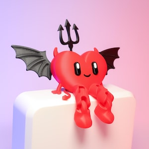 Devil Heart Figurine 3D Printed - Gothic Home Decor - Unique Dark Art Sculpture - Spooky Valentine Gift - Horror Desk Ornament, Kawaii Art