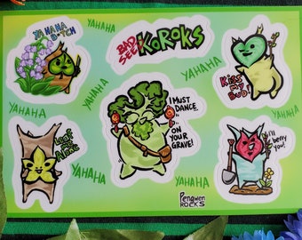 Korok Bad Seed/ Bad puns sticker sheet 4&quot;×6&quot;| LoZ | Waterproof Stickers