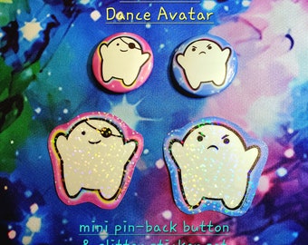 Yakuza 0 dance avatar | 1.25" pin-back buttons, glitter sticker set | Kiryu & Majima