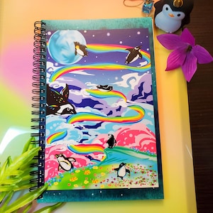 Penguins In The Sky Notebook | blank pages, 8.5&quot;×5.5&quot;