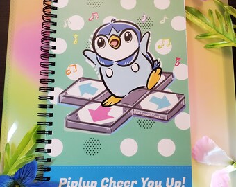 DDR (Dance Dance Revolution) Piplup Spiral Notebook | lined pages, 8.5"×5.5"
