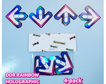 DDR rainbow holographic stickers, 4-pack