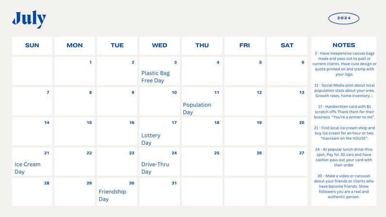 Realtor Marketing Calendar for 2024 - Etsy