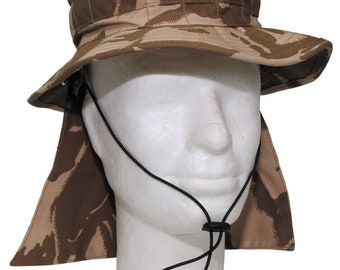 Original British Arm Military Jungle Hat Neck Guard DPM Desert Camo New