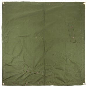 Original Romanian Army Military Tent Tarpaulin OD Green 180x180cm Used image 2