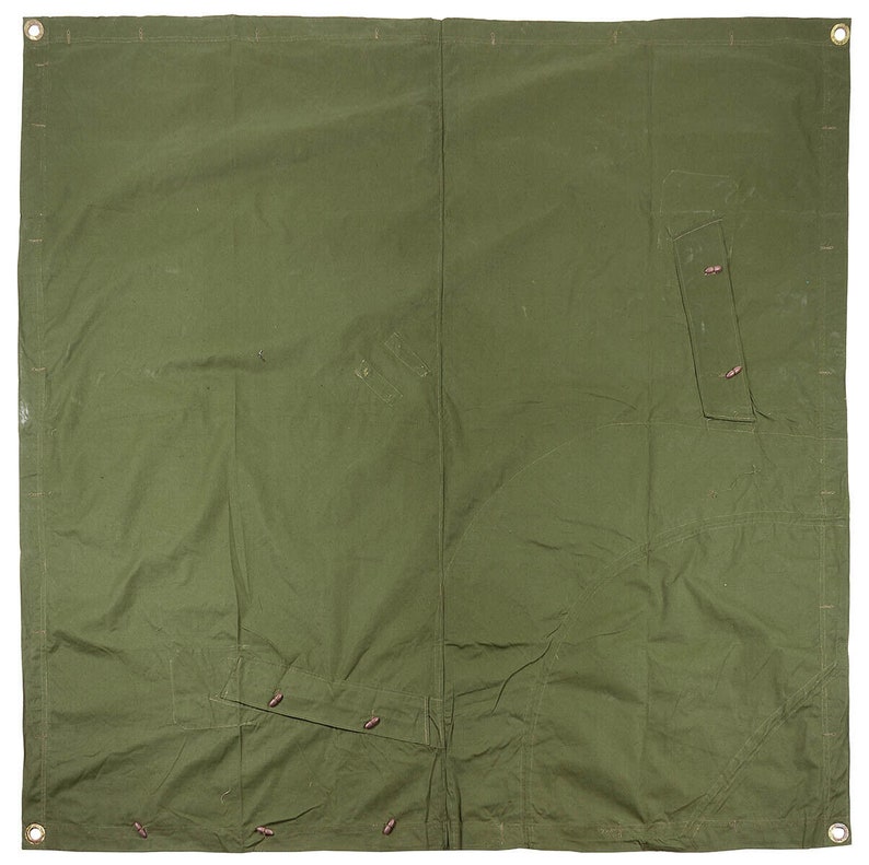 Original Romanian Army Military Tent Tarpaulin OD Green 180x180cm Used image 2