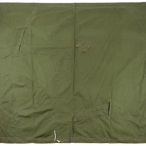 Original Romanian Army Military Tent Tarpaulin OD Green 180x180cm Used image 1