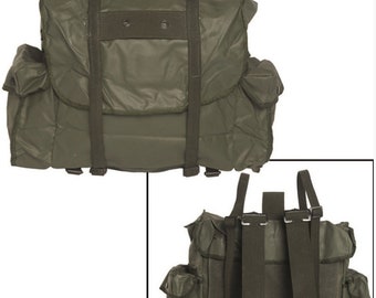 Belgian Army Olive Drab Plastic Rucksack Vintage Military Surplus Used Backpack