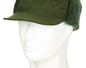 Original Swedish Army Military Winter Cap M 59 OD Green Used