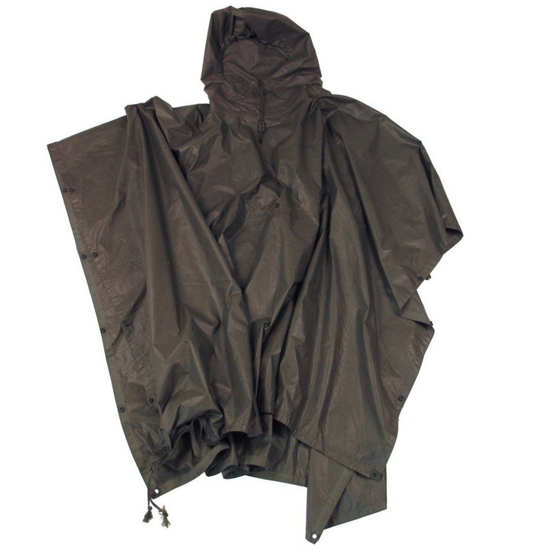 German army wet weather Rain poncho waterproof olive hooded  shelter cape