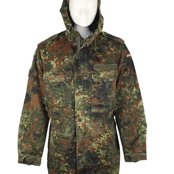 Original German Army Field Jacket Parka Military Issue Flecktarn Camo Used