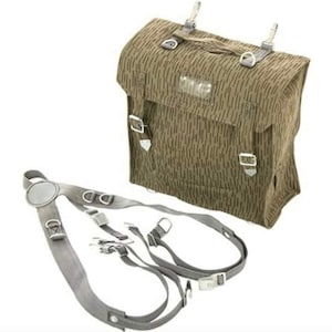 East German Combat Rain Camo  Bag With Suspenders Vintage Water-Resistant Military Surplus Used