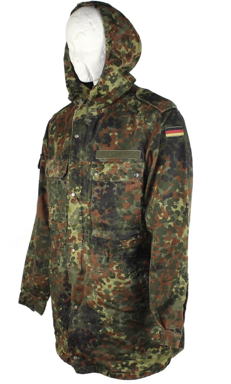 Original German Army Field Jacket Parka Military Issue Flecktarn Camo Used image 2