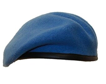 German Army Bundeswehr Military Plein Ciel Commando Beret 100% Wool Blue