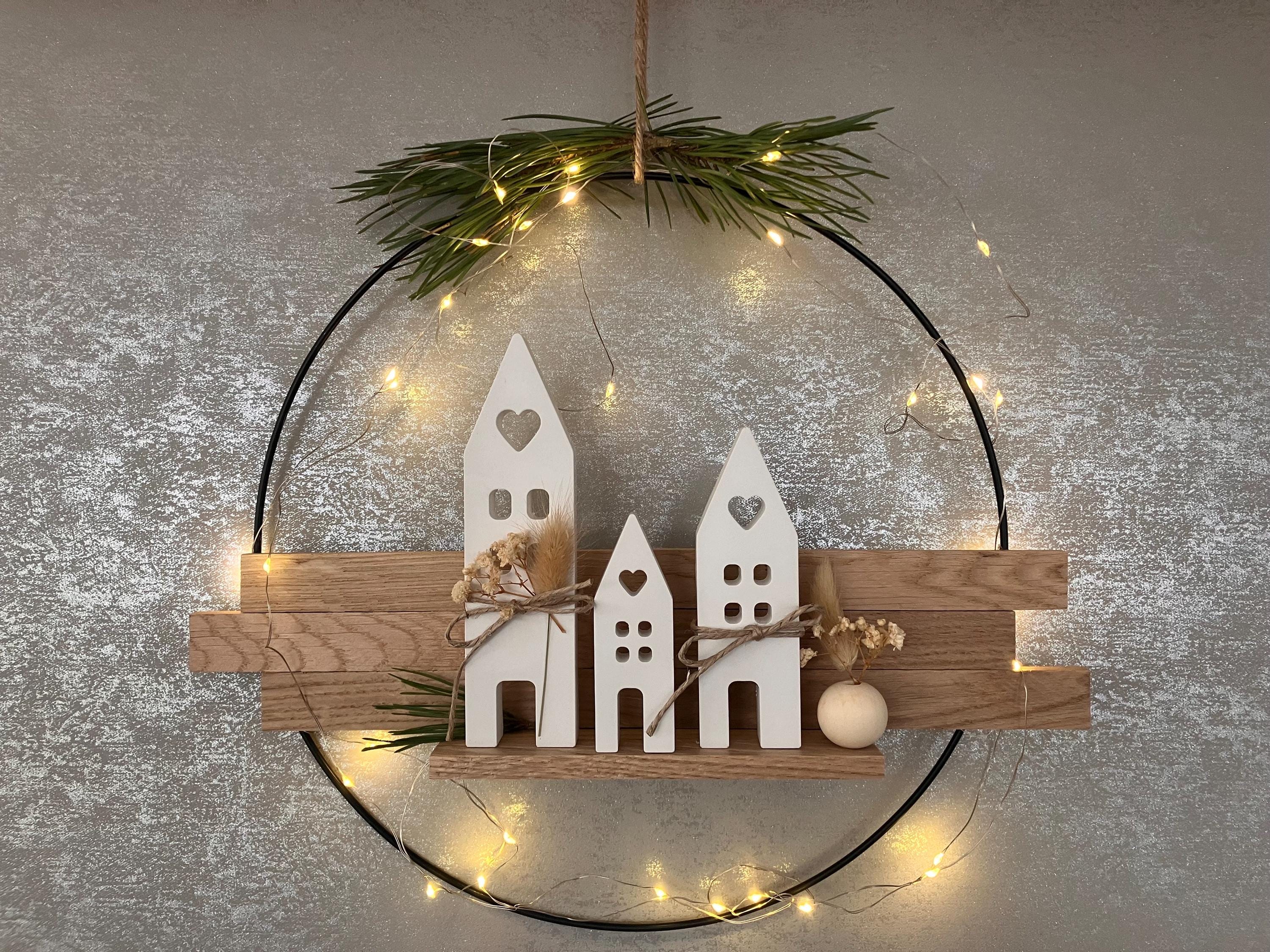Deko Metallring | Gipshäuser Geschenk Weihnachtsgeschenk Weihnachten Holzklötzchen | Hochzeit | Geschenk |Gips | Trockenblume | Geburtstag