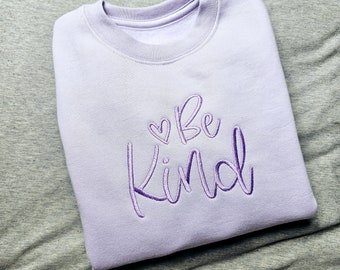 Embroidered Be Kind Sweater , Colour Match Jumper