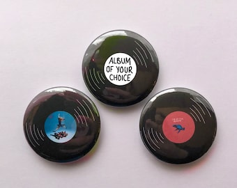 Custom Album Cover Viny Record Badge - 44mm