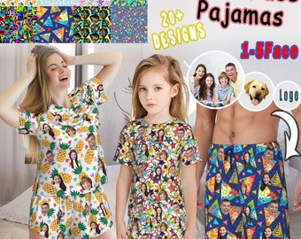 Pyjamas personnalisés avec visage, ensemble de pyjamas pour femmes personnalisés, pyjamas de fête pantalons de pyjama personnalisés, femmes de pyjama personnalisées, cadeau d’anniversaire, pyjamas de femme, cadeau pour elle