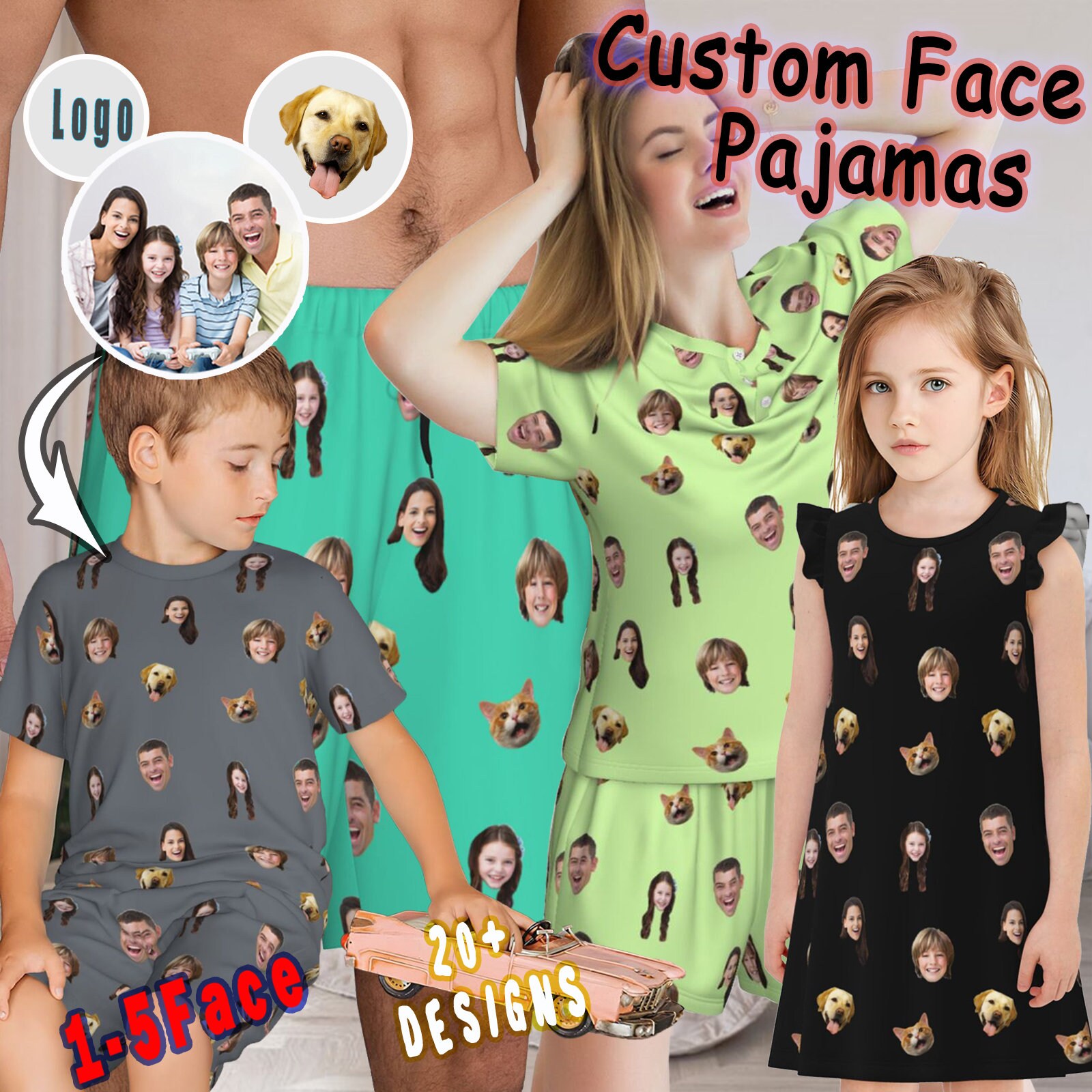 Custom Photo Pajamas personalized Face Short Pajama Set for Men women family Pajamas Set party Pajamas custom Pajama Women birthday Gift Etsy Canada