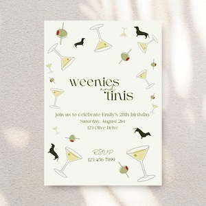 Weenies and Tinis Birthday Invitation | Birthday Invitation & Itinerary | Weenies and Tinis Theme | Birthday Invite Digital Download