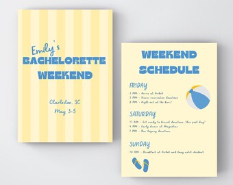 Yellow Beach Theme Bachelorette | Bachelorette Invitation & Itinerary | Last Disco Theme Bachelorette | Bachelorette Digital Download