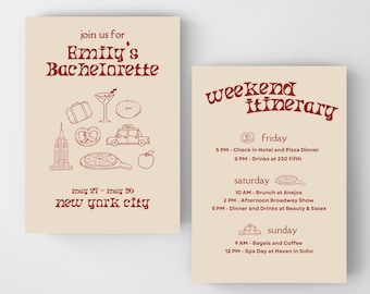 New York City Bachelorette Invitation | Bachelorette Invitation & Itinerary | NYC Theme Bachelorette | Bachelorette Digital Download