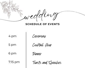 Wedding Schedule Of Events