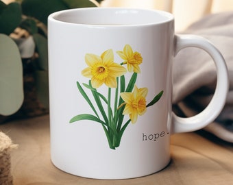 March Birth Month Flower, Birth Month Flower Mug, March Birth Flower, Daffodil Mug, Hope, Valentine's Gift, Coworker Gift, Mom Gift