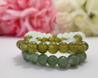 Tranquil Boho Healing Focus Helping Peaceful Green Glass Meditation Bracelet Peaceful Mindfulness Jewelry Gift for Her