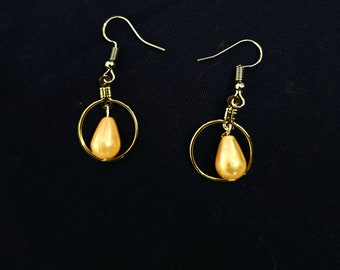 Glamorous Elegant Honey Drop Earrings Exquisite Round Hooped design Small Size with Beaded Accents Perfect Gift for Her