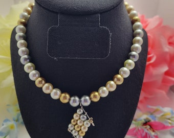 Stunning handmade beaded necklace gift with beaded diamond pendant featuring a secure Convenient lobster clasp closure