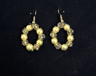 Elegant Sparkling Dazzling Beaded Modern Stone-Studded Drop Earrings with Pearl Accents Elegance for Every Occasion