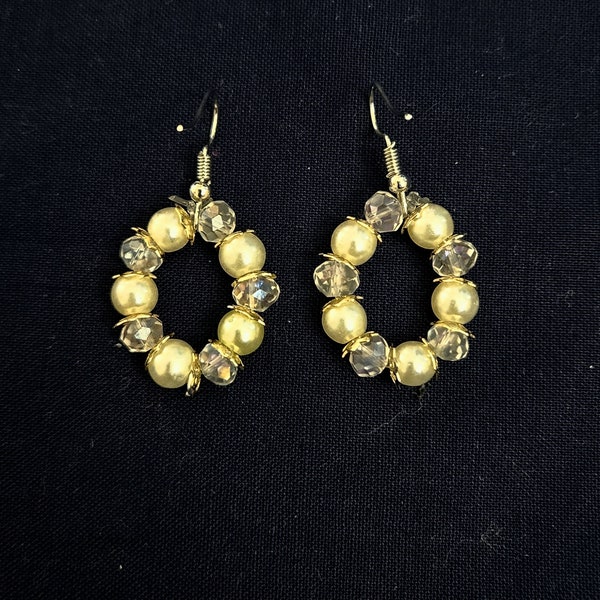 Elegant Sparkling Dazzling Beaded Modern Stone-Studded Drop Earrings with Pearl Accents Elegance for Every Occasion