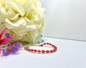 Gorgeous red small beaded mothers day bracelet, Intricate design Great for sophisticated jewelry lovers and perfect gifts for loving mothers