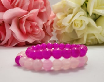 Dreamy Elegant Enchanting Pink Radiate Love and Happiness Handcrafted Exquisite Glass Bracelet Ideal Gift for Her