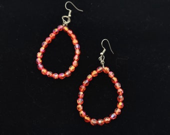 Dazzling Women's earring, Red hooped, large dangling earring Beautiful jewelry and accessories for women of all ages, Great for any occasion