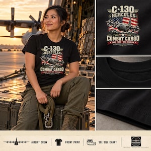 C-130 Hercules Combat Cargo Shirt, Tactical Airlift Crew Tee, Military Aviation Gift