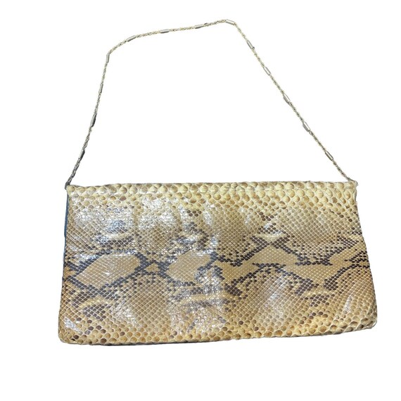 Vintage Python Snakeskin Leather Envelope Clutch … - image 5