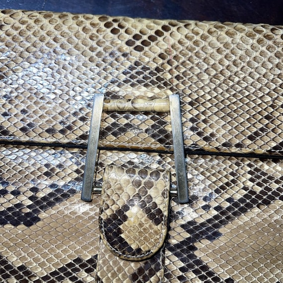 Vintage Python Snakeskin Leather Envelope Clutch … - image 3