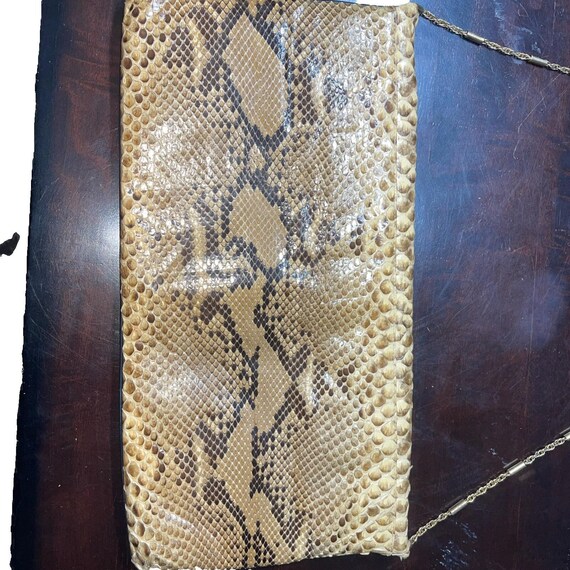 Vintage Python Snakeskin Leather Envelope Clutch … - image 7