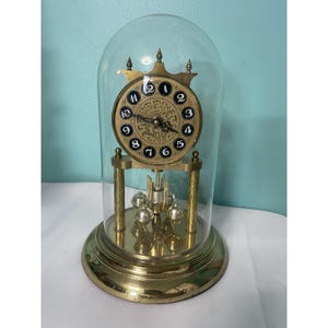 Glass Dome Accutime Quartz Anniversary Clock West Germany Working