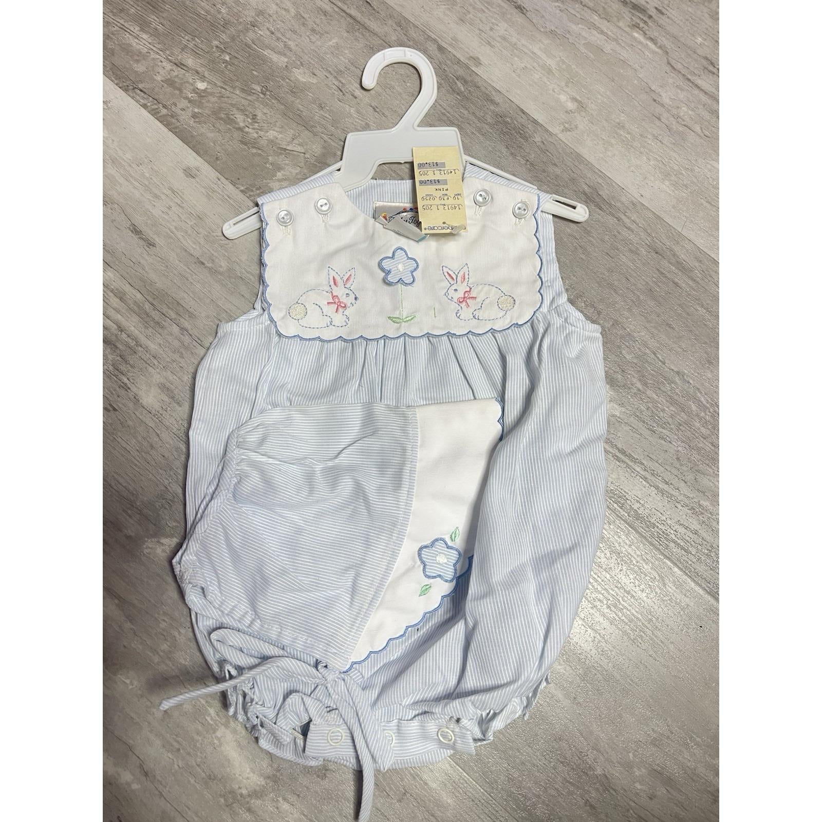 ヴィンテージ ベビー トグス スモック 刺繍 バブルロンパース バニー