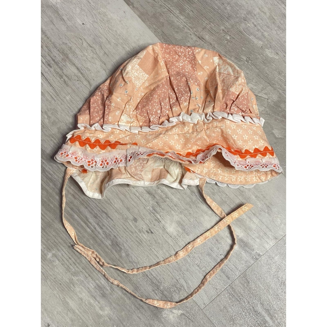 Antique Baby Bonnet Tulle Lace Peach Ribbon - Etsy Israel