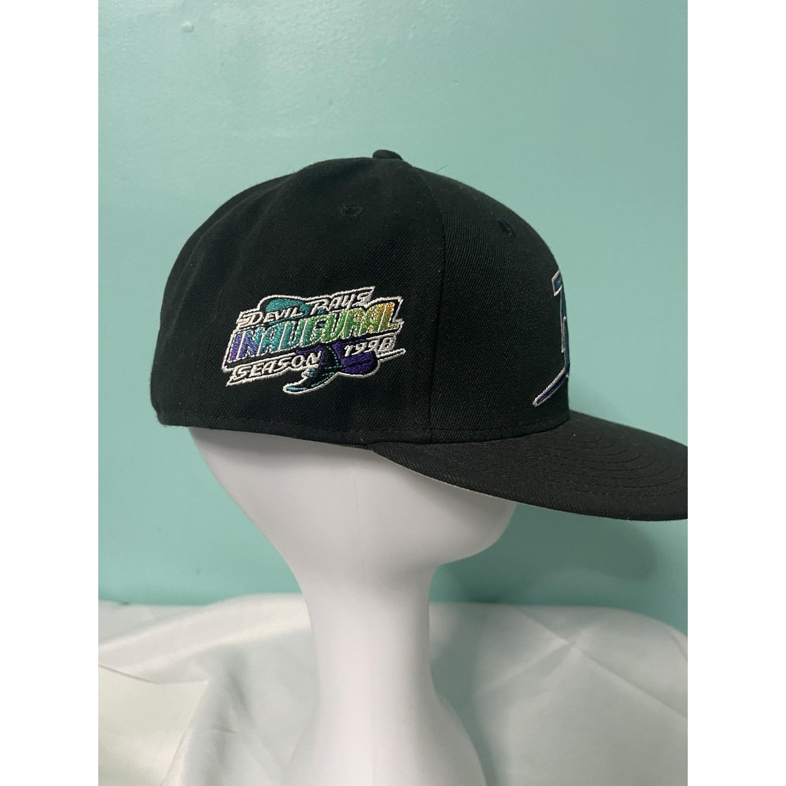 VINTAGE Tampa Bay Devil Rays New Era Hat 7 5/8 Black Wool Cooperstown ...