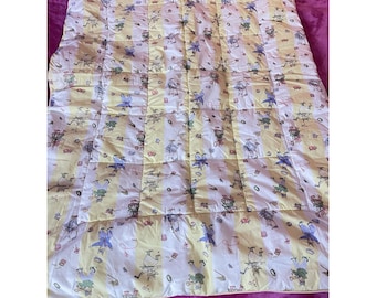 Vintage Laura Ashley Mother and Child Bunny Blanket W Fringes 90s