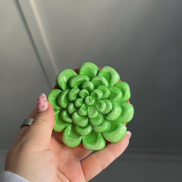 Handmade Clay Succulent Ashtray: Boho Decor Gift