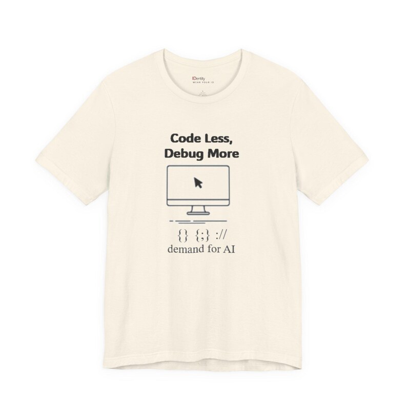 Maglietta per sviluppatori di intelligenza artificiale, maglietta "Codice meno, debug di più", maglietta umoristica per programmatori, regalo per ingegneri del software, abbigliamento tecnico per la codifica immagine 10